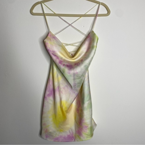 Zara Bloggers Fave Tie Dye Satin Effect Mini Dress S - Picture 4 of 6